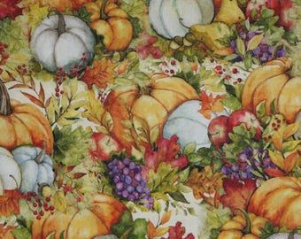 Fall Pumpkin Fabric, Harvest Pumpkins by Susan Winget for Springs Creative Novelty Cotton Fabric, Thanksgiving Fabric, Autumn Fabric