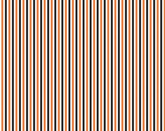 Halloween Stripe Fabric, 1/8" Black and Orange Stripe by Riley Blake Quilting Cotton Fabric