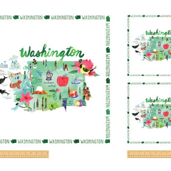 Washington State Pride Panel by Windham Fabrics Quilting Cotton Fabric, Washington Pillow Panel, Washington Block Panel, OEKO-TEX Certified