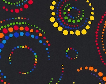Rainbow Dot Blender Fabric, Multi Dots on Black by Robert Kaufman Fabrics Quilting Cotton Fabric, Mandala Fabric, SRK21213-205