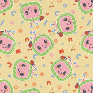 Cocomelon Fabric, Tossed Lets Build Kids on White Licensed by David Textiles Novelty Cotton Fabric, JJ Fabric, Cody and Nina Cocomelon image 9
