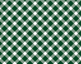 Green Bias Plaid Fabric, Jolly Plaid Green 1/2" Country Christmas by Benartex Kanvas Studio Quilting Cotton Fabric 14007-44B
