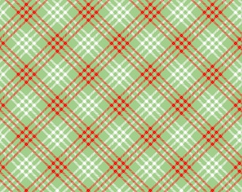 Christmas Plaid Fabric, Christmas Joy Green Riley Blake Quilting Cotton Fabric, Green Red and White Plaid Fabric, Christmas Colors Plaid