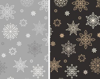 Snowflake Fabric, Silver Snowflakes on Gray or Black by Lewis and Irene Quilting Cotton Fabric, Snowflake Blender