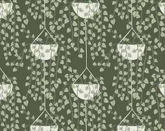 Plant Fabric, Overflow on Green from the Planted Collection Betsy Siebers for Cloud9 Organic Quilting Cotton Fabric 227598