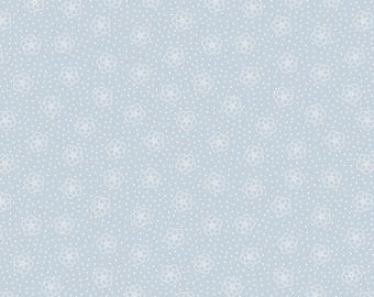 Celtic Flower Fabric, Celtic Flowers on Light Blue with Silver Metallic Accents by Lewis and Irene Quilting Cotton Fabric, A732.2
