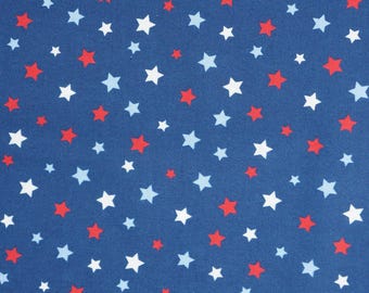 Patriotic Stars Fabric, Patriotic Red White and Blue Stars on Navy by Benartex Quilting Cotton Fabric, Star Blender Fabric 14151B-56