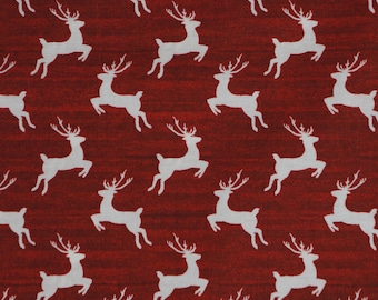 Reindeer Fabric, Reindeer on Red Plank by 3 Wishes Fabric Quilting Cotton Fabric, Home For the Holidays 18109-RED