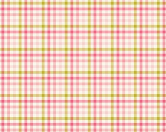 Easter Plaid Fabric, Spring Gingham Fabric, Adel in Summer Plaid in Pink by Riley Blake Quilting Cotton Fabric, Pastel Plaid Easter Fabric