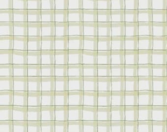 Plaid Blender Fabric, Mushroom Plaid Green on White by Susan Winget for Springs Creative Novelty Cotton Fabric 81448-647028