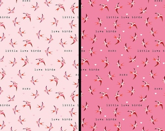 Love Birds on Pink and Light Pink by Riley Blake Designs Quilting Cotton Fabric, Valentine's Day Fabric, Love Fabric, Thinking of you
