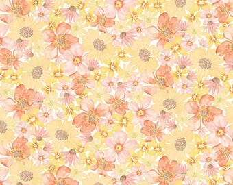 Floral Fabric, Cute Packed Floral on Cream Home Sweet Home Collection by Timeless Treasures Quilting Cotton Fabric, Watercolor Floral