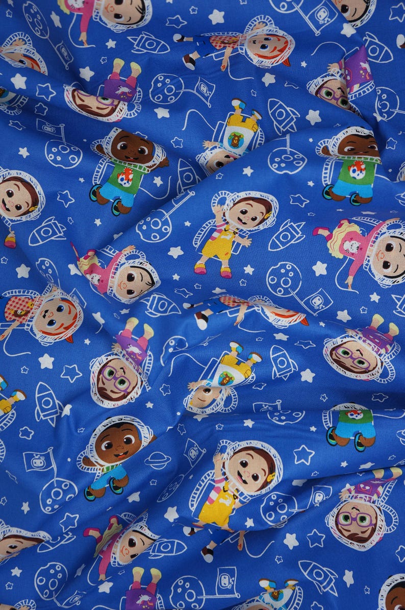 Cocomelon Fabric, Cocomelon in Space Licensed Novelty Cotton Fabric, JJ Fabric, Cody, Cece, Bella, Nico and Nina Cocomelon image 6