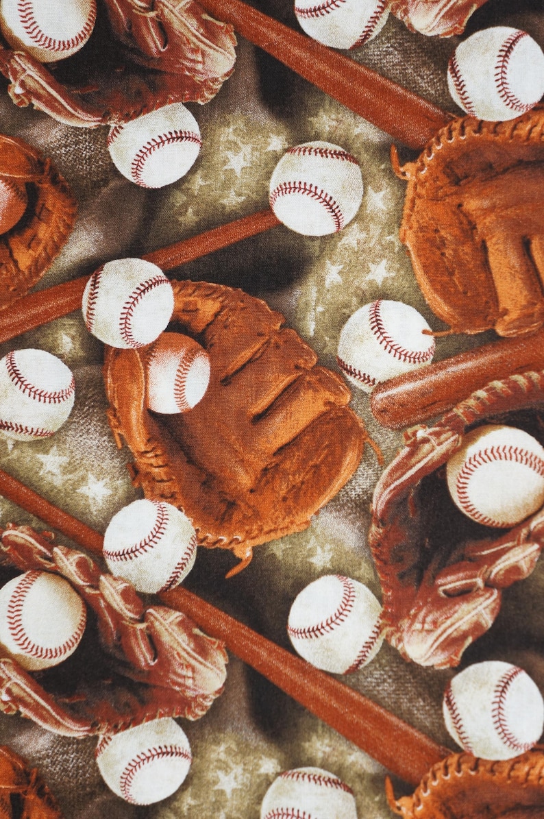 Baseball Fabric, Sports Packed Baseball by David Textiles Novelty ...