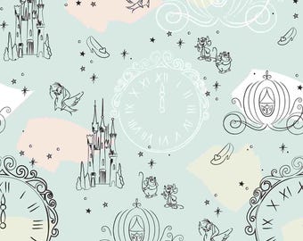 Cinderella Fabric, Outline Cinderella Icons Disney Licensed by Springs Creative Novelty Cotton Fabric 80612-A62028