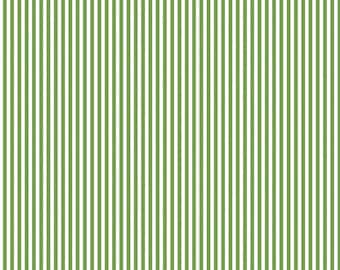 Green Clover 1/8" Stripes on White by Riley Blake Designs Quilting Cotton Fabric, St Patricks Day Stripe Fabric C495 Clover