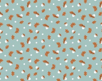 Acorn Fabric, Happy Acorns Twilight Creatures on Storm Blue by Natàlia Juan Abelló for Riley Blake Quilting Cotton Fabric, C15365-SONGBIRD