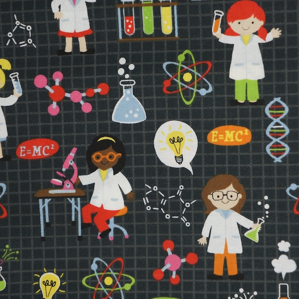 Women in Chemistry and Science Novelty Quilting Cotton Fabric