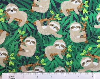 Cozy Sloth Novelty Cotton Fabric
