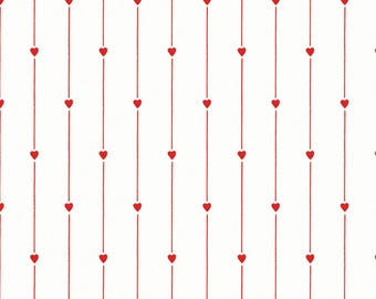 Valentine Heart Fabric, Heart Strings Red on White by J. Wecker Frisch for Riley Blake Quilting Cotton Fabric, All My Heart Collection