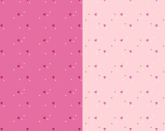 Valentine Heart Fabric, Sprinkle Hearts Super Pink or Blush Sparkle Metallic by Riley Blake Quilting Cotton Fabric, Tiny Hearts fabric