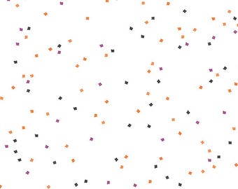 Halloween Blender Fabric, Blossoms on White in Trick or Treat Colors by Riley Blake Designs Quilting Cotton Fabric, C730-TRICKORTREAT