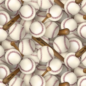 Baseball Fabric, Sports Packed Baseball by Elizabeth Studios Fabrics Quilting Cotton Fabric
