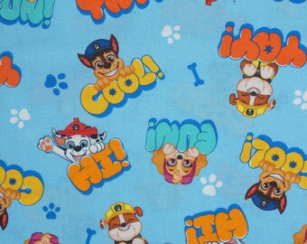 Paw Patrol Pup Words Licensed Cotton Fabric