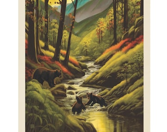 Great Smokey Mountains Panel, 36"x43" Smokey Mountains National Park Licensed by Riley Blake Designs Quilting Cotton Fabric, PD16132-PANEL