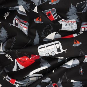 Camping Fabric, Gone Camping on Black Great Outdoors by Benartex Kanvas Studio Quilting Cotton Fabric, Camping Gear Fabric, 12937-12B image 7
