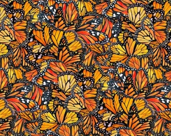 Monarch Butterfly Fabric, Monarch Butterfly Dance Wings by Elizabeth Studios Quilting Cotton Fabric, Monarch Dance 711E-MULTI