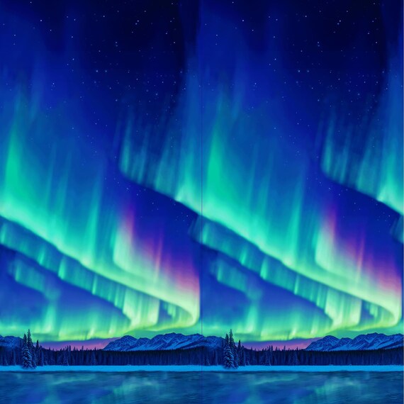 Northern Lights Wideback Fabric, Blue/Green Cosmic Flow 108" Wideback by Crazy Marie for Studio E Quilting Cotton Fabric 8458-98