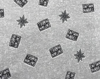 Marvel Captain Marvel Disney Licensed Knit Fabric Disney Fabric 95% Cotton 5Percent Spandex 58"Wide by the half yard and Yard