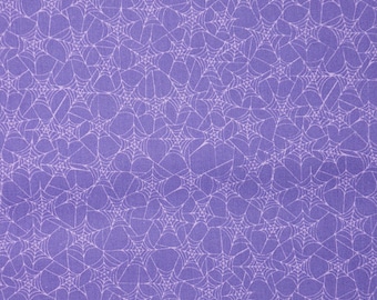 Spider Web Fabric, White Spiderwebs on Purple Halloween Novelty Cotton Fabric