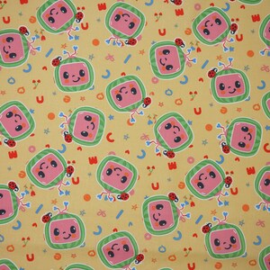 Cocomelon Fabric, Watermelon Tossed Cute TV Licensed by David Textiles Novelty Cotton Fabric, JJ Fabric, Cocomelon Watermelon image 4