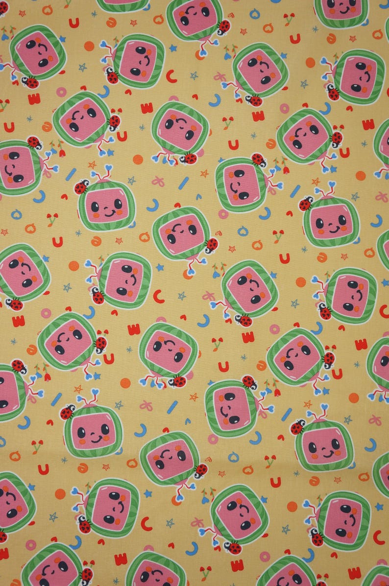 Cocomelon Fabric, Watermelon Tossed Cute TV Licensed by David Textiles Novelty Cotton Fabric, JJ Fabric, Cocomelon Watermelon image 4