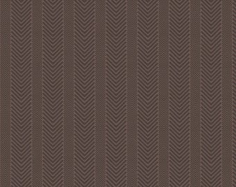 Herringbone Fabric, Herringbone on Brown Wake by the Lake Quilting Cotton by Riley Blake Quilting Cotton Fabric, C14893-BROWN