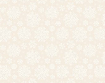 Snowflake Fabric, Snowflakes on Cream by Lewis and Irene Quilting Cotton Fabric, Peace & Joy Collection C111.1