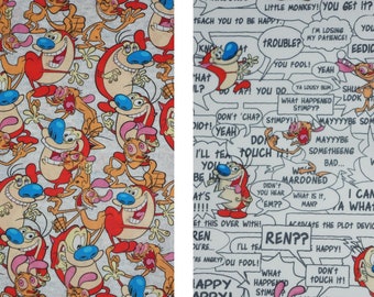 Ren and Stimpy Licensed Nickelodeon Viacom Cotton Fabric **2 Designs to Choose From