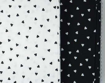Heart Fabric, Small Heart Toss on White or Black Take Heart by J. Wecker Frisch for Riley Blake Quilting Cotton Fabric C15387