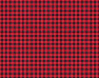 Red and Black Gingham Fabric, 1/4" Gingham Red and Black Plaid The Magic Of Christmas by Lori Whitlock Riley Blake Quilting Cotton Fabric