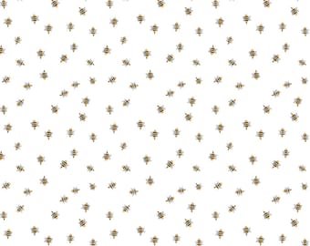 Bumble Bee Fabric, Bumble Bees on White by Echo Park Paper Co for Riley Blake Quilting Cotton Fabric C13726-WHITE