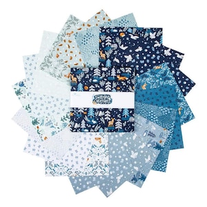 Woodland Animal Fabric, Twilight Creatures 10" and 5" Squares by Natàlia Juan Abelló for Riley Blake Quilting Cotton Fabric, 10 Inch Stacker