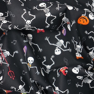 Dancing Halloween Skeletons Novelty Cotton Fabric by Fabric Traditions, Skeletons in Halloween Costumes image 7