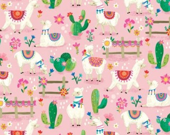 Llama Fabric, Pink Llama by Timeless Treasures Quilting Cotton Fabric, Alpaca Fabric, CD1844-PINK