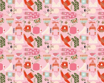 Snuggle Up Buttercup Collection Pink Favorite Things by Poppie Cotton Quilting Cotton Fabric, OEKO-TEX Fabric, SB21602