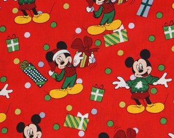 Mickey Mouse with Presents and Ugly Christmas Sweater Disney Licensed by Springs Creative Christmas Novelty Cotton Fabric