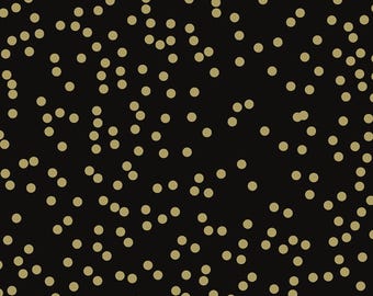 Gold Dots on Black Fabric, Gold Dots on Black Blender by Riley Blake Quilting Cotton Fabric SC13921-BLACK, New Years Blender Fabric