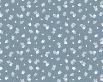 Acorn Fabric, Happy Acorns Twilight Creatures on Storm Blue by Natàlia Juan Abelló for Riley Blake Quilting Cotton Fabric, C15365-STORM