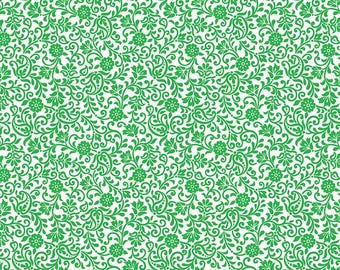 Green Floral Blender, First Floral on White by Pat Sloan from Gratitude & Grace for Benartex Traditions Quilting Cotton Fabric 17088-40